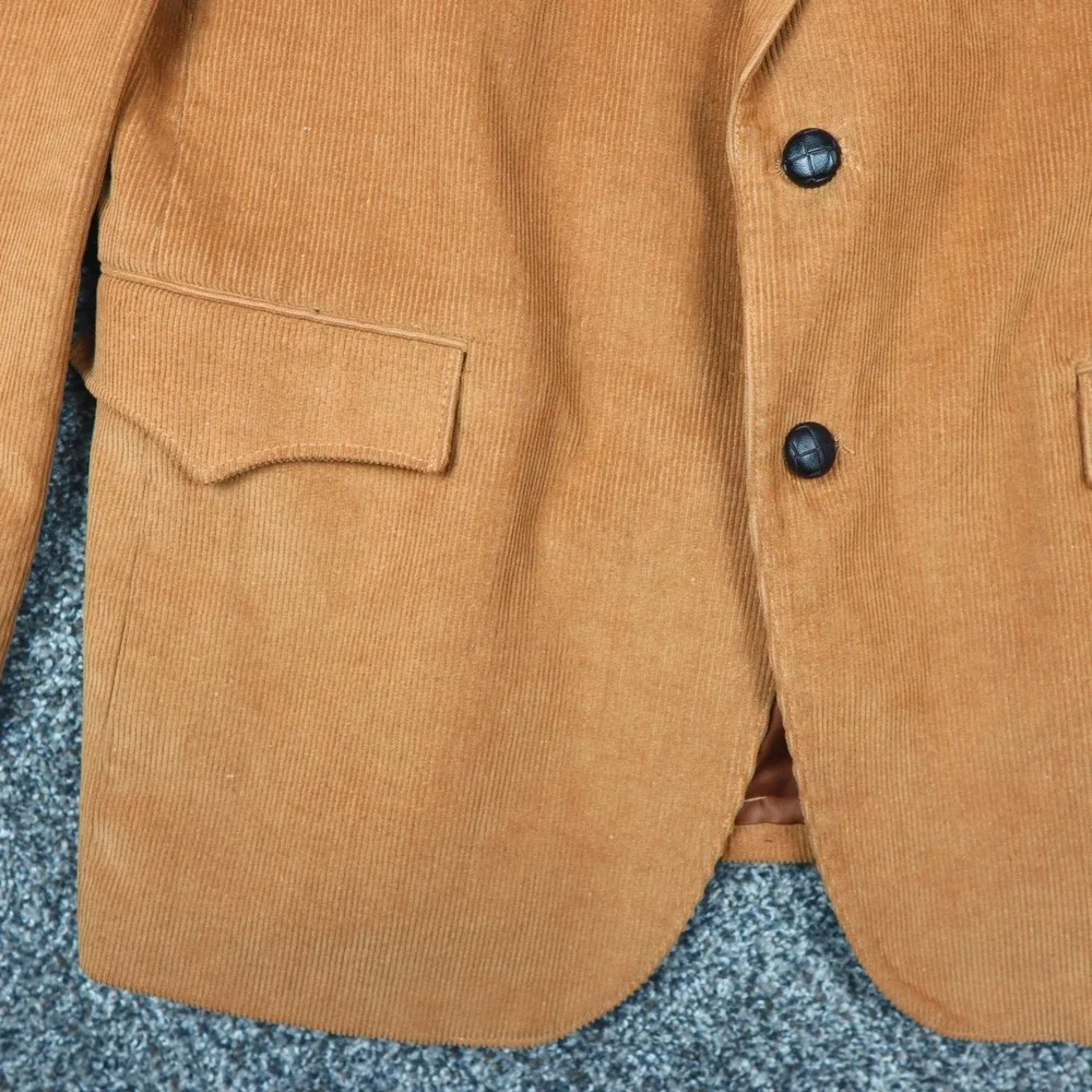 Circle S Mens Tan Corduroy Western Blazer Sport Coat Elbow Patches 44R Vintage